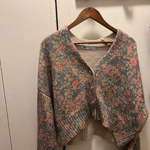 Zara Floral Knit Cardigan